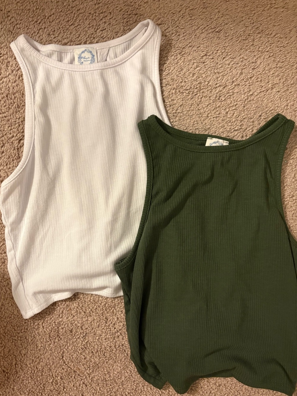 BUNDLE Blue Rain Tank Tops (White & Green) with Open Back & Tie Feature